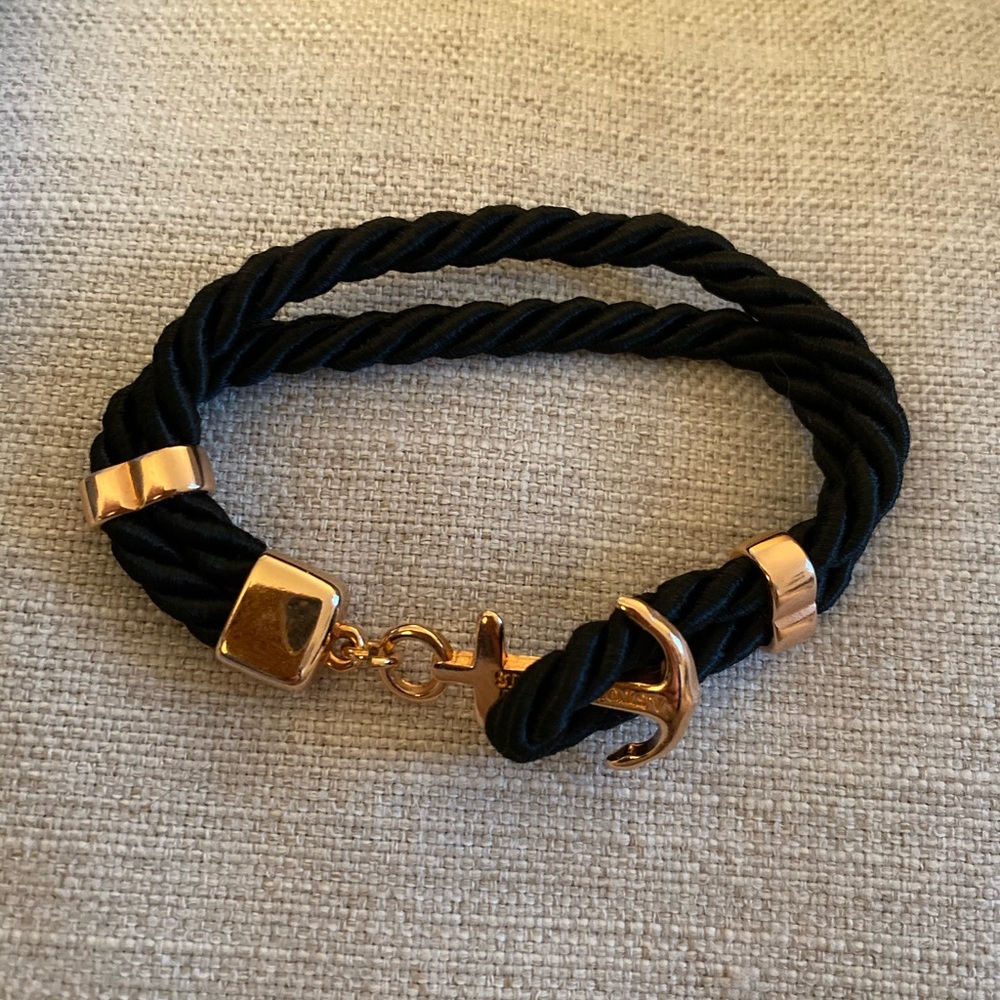 Aston Morris black and rose gold anchor bracelet.